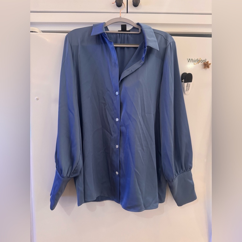 Halogen Blue Button-Up Blouse - image 1
